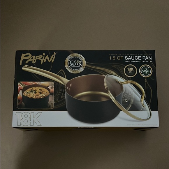 Parini Black and Gold Sauce Pan with Lid - Picture 1 of 3